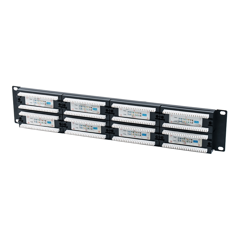 Pannello patch Cat5e da 19 pollici 2U non schermato a 48 porte (IDC a doppio scopo; con inserto in cartone di plastica) SP-3204D48-C5E Pannello patch Cat5e da 19 pollici 2U non schermato a 48 porte (IDC a doppio scopo; con inserto in cartone di plastica) SP-3204D48-C5E