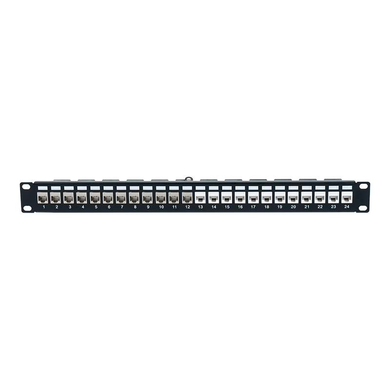 Pannello patch schermato 1U a 24 porte da 19 pollici (con modulo C6A) SP-3246S-24P
