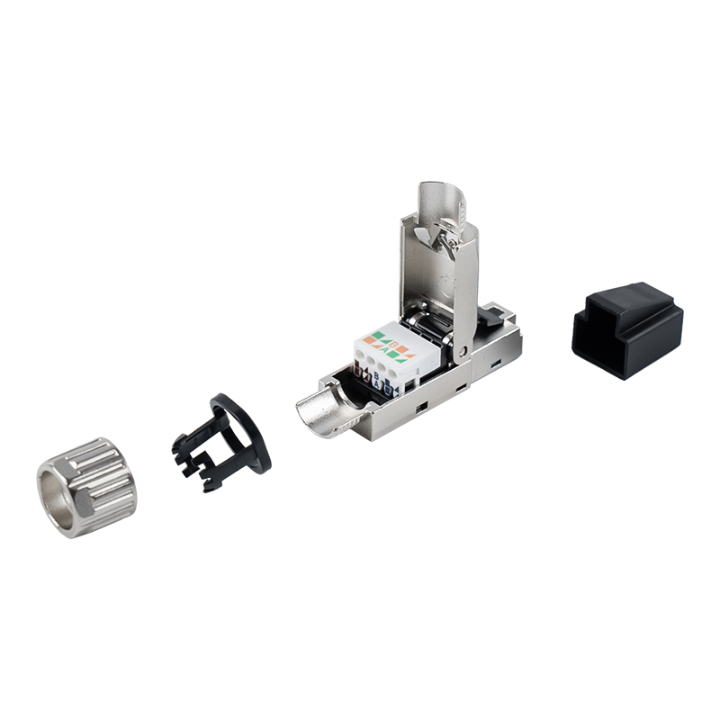 Connettore RJ45 schermato senza attrezzi Cat7 (con manicotti protettivi in plastica) RJ-G50S-1-C7 Connettore RJ45 schermato senza attrezzi Cat7 (con manicotti protettivi in plastica) RJ-G50S-1-C7
