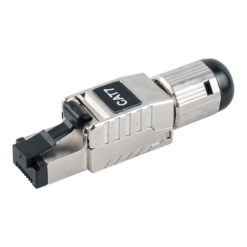 Connettore RJ45 schermato senza attrezzi Cat7 (con clip a molla in plastica nera) RJ-G60S-1-C7 Connettore RJ45 schermato senza attrezzi Cat7 (con clip a molla in plastica nera) RJ-G60S-1-C7