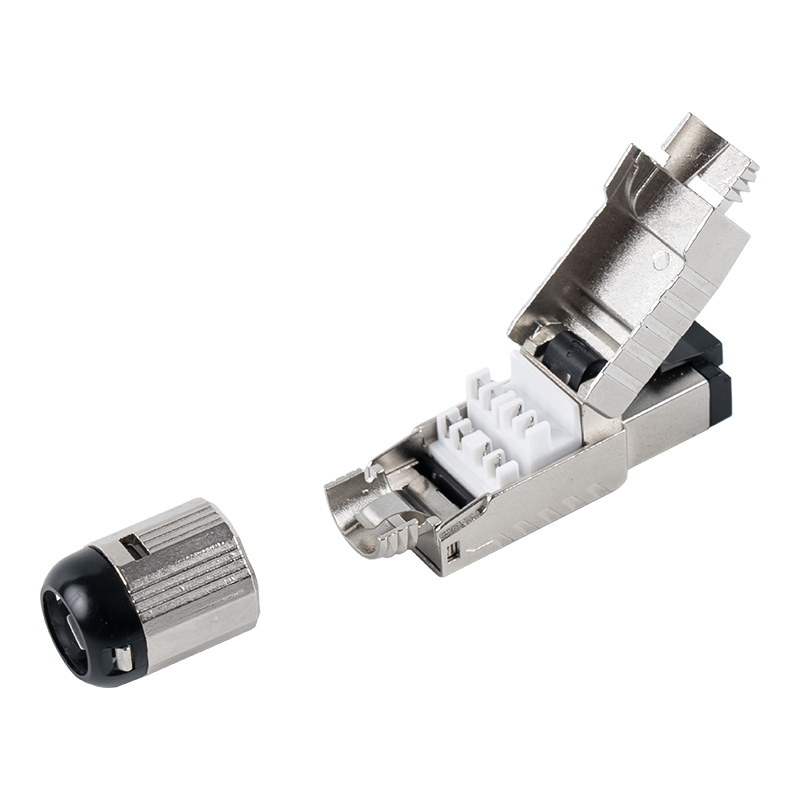 Connettore RJ45 schermato senza attrezzi Cat7 (con clip a molla in plastica nera) RJ-G60S-1-C7 Connettore RJ45 schermato senza attrezzi Cat7 (con clip a molla in plastica nera) RJ-G60S-1-C7
