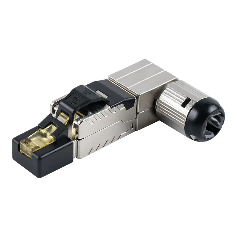 Connettore RJ45 schermato senza utensili Cat7 (angolo di 90 gradi all'estremità) RJ-G90S-1-C7