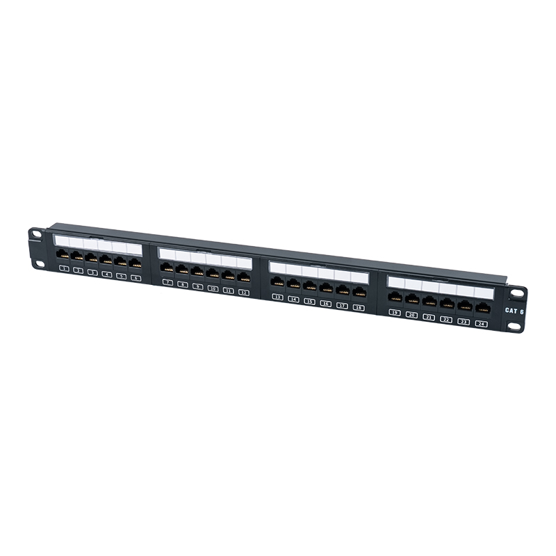 Pannello patch C6 da 19 pollici 1U non schermato a 24 porte (finestra in plastica ribaltabile) SP-3411D24-C6