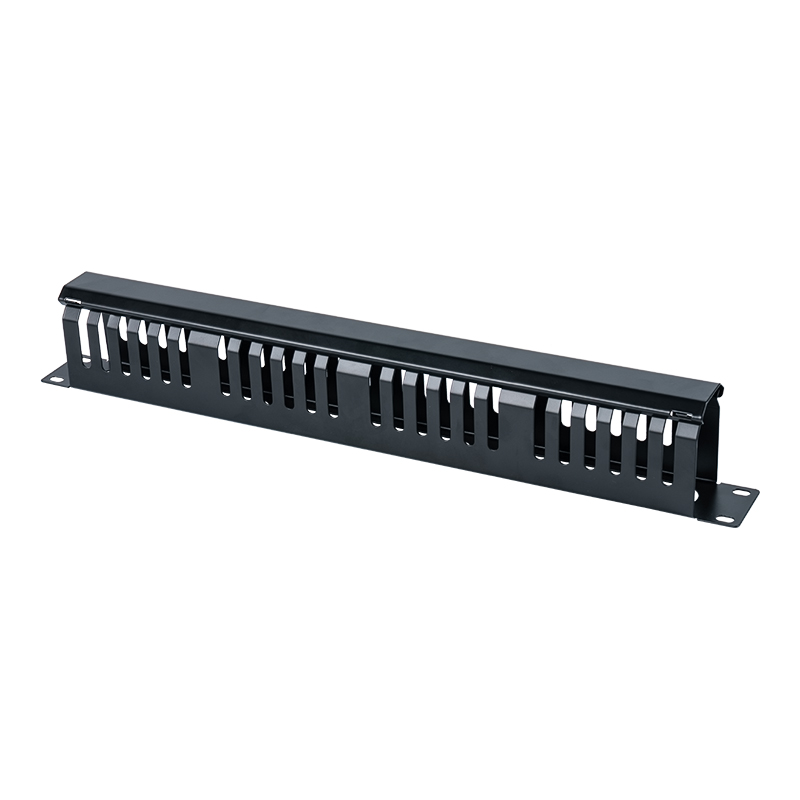 Pannello di gestione cavi in ​​plastica 1U da 19 pollici (24 slot con coperchio) SP-3802-1U